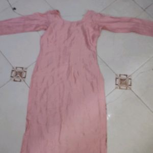 Party Wear Pink Kurti Set With Bottom