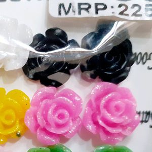 New Designer Rose Flower Work Stud Earring 12 Set