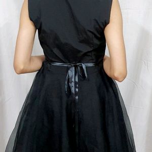 Elegant Black Sleeveless Fit and Flare Dress