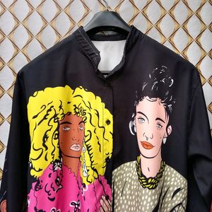 New Premium Satin Black Women Print Art Shirt