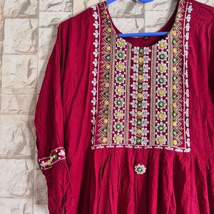 Short Red Kurti