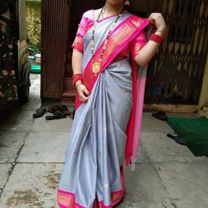 Grey Traditional Saree With Blouse