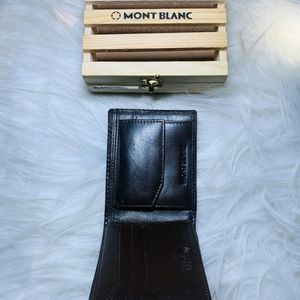 Mont Blanc Genuine Leather Wallet Men's Wooden Box