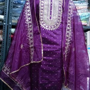 Unstitched Chanderi Silk Suit