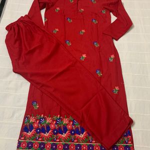 Blood Red Kashmiri 2pc Suit Pant