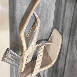 T-straps Transparent Block Heels