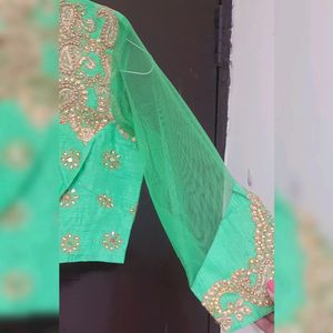 Green And Red Color Saree