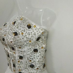 White Corset Rhinestone Fairy Dress 🤍❤️