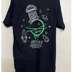 Black Space Squard Tshirt For Womens