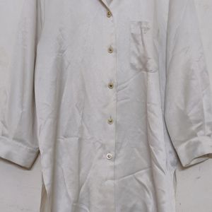 White Art Silk 3/4 Sleeve Shirt