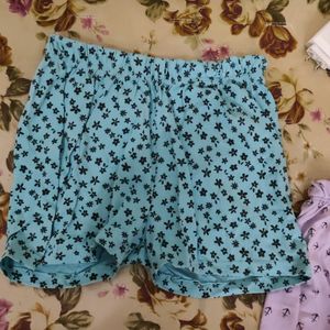 Women Blue 💙 And Lavender 🪻 Summer Cotton Shorts