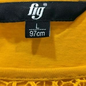 Fig's Yellow Half Crochet Top