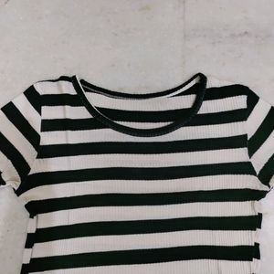 Black And White Striped Crop Top