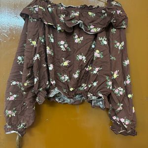 Brown Floral Crop Top