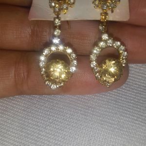 Set Of 4 Golden Color Earring And Silver Ring