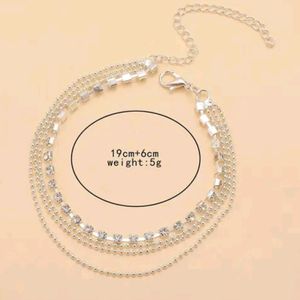 Silver plated rhinestone anklet