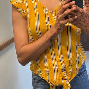 Mustard Yellow Front Tie Top