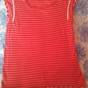 Red Striped T-shirt For Girls