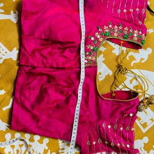 Combo  Maggam Full Work Blouses(Red And Pink)