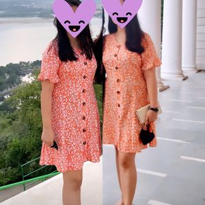 Orange Floral Summer Dress