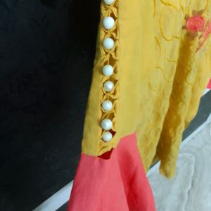 Yellow Multi Disign Kurti