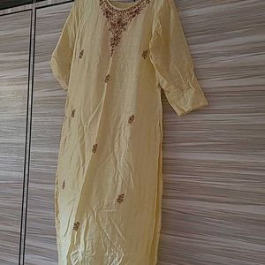 Handwork Zardosi Yellow Kurti Size 3XL