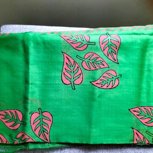 Pretty Silk Saree With Hand Block Print,