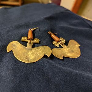 Pure Brass Dokra Statement Earrings