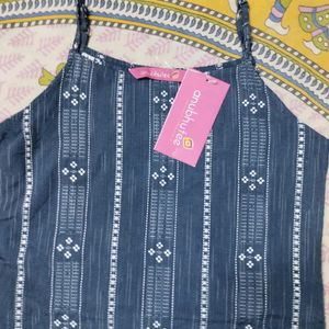 Blue Noddle Strip Kurti