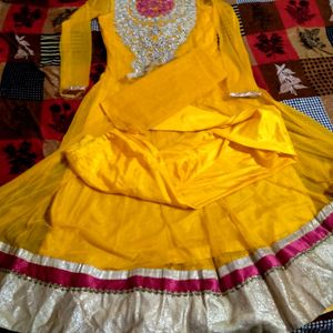 230rs Only_yellow anarkali Suit Set