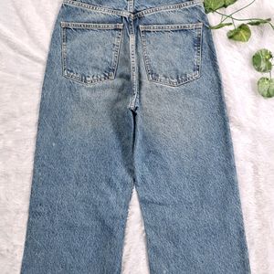 Zara Ripped Wide Leg Jeans