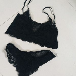 Black Net Bra And Panty