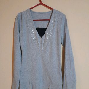 Grey Long Sleeves Tops