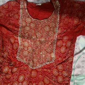 Pack Of 2 Kurti And Bottomwear Set Red & Pink