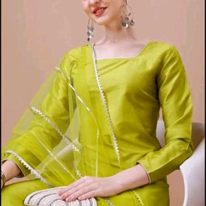 Lime Green Kurta Pent Set With Dupatta