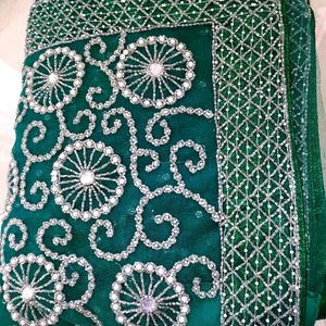 Bottle Green Saree