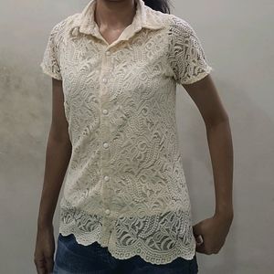 Cream shirt Top