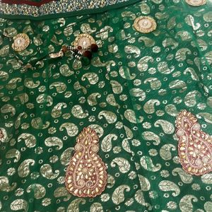 Beautiful Net And Brocade Lehanga With 2 Blouses