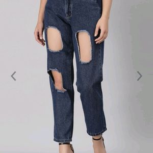 Sale Branded Denim Blue Distressed High Rise