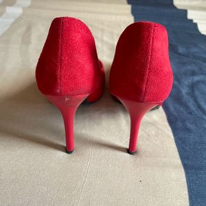 Red Stilletto Velvet High Heels