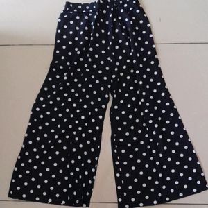 Polka Printed Black Palazzo Pants