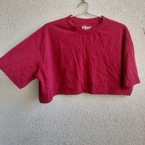 red boxy crop top