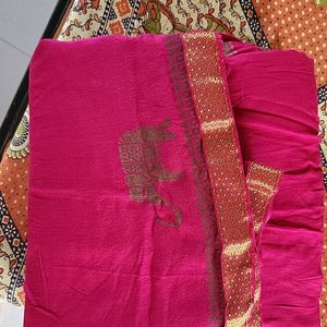 Chanderi Print Pink Long Skirt