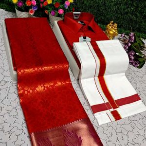 Combo Bridal Sarees With Shirt &Dhoti