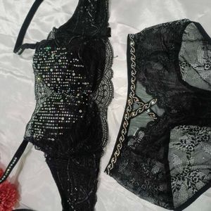 Imported Designer Bra Penty Set With Diamonds