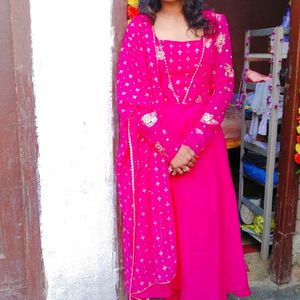 Pink Kurti With Dupatta Set