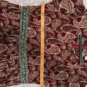 Maroon Ethnic Print Gown For Women