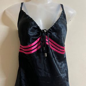 Korean Silk Sexy Black One Piece