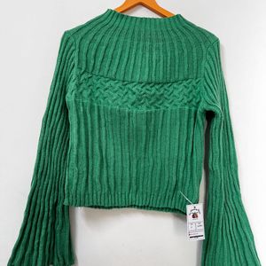 Green Flared Sleeve Sweater