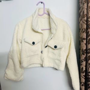 Cute Off White Crop Jacket